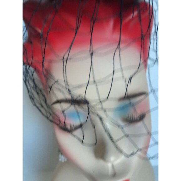 Vintage BEST & CO. Fifth Ave. Debbie Fascinator Black Velvet Hat Black Netting main image 7